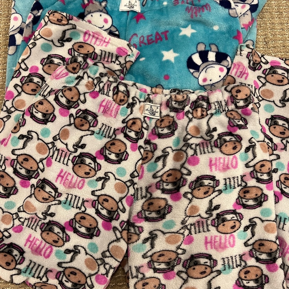 Chic Pajama Bottoms - Pink and Blue Cartoon Print